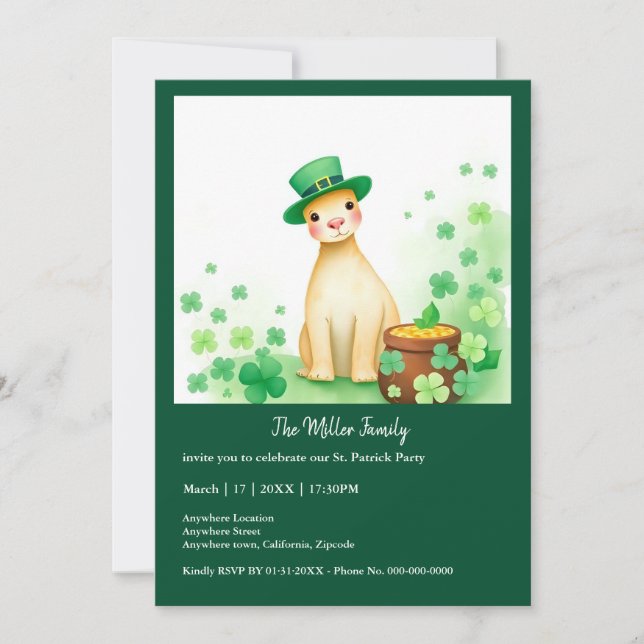 Invitation Animaux chanceux déguisés - Saint Patrick’s Day Fu (Devant)