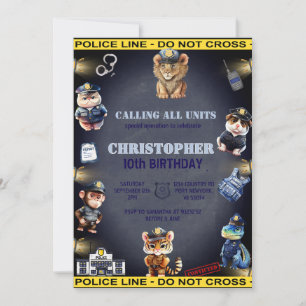Invitation Animaux dans la police Anniversaire uniforme