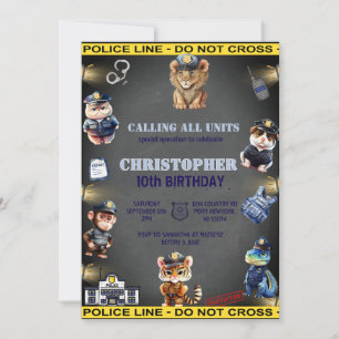 Invitation Animaux dans la police Anniversaire uniforme