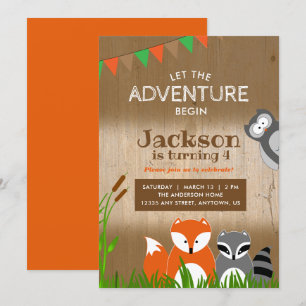 Invitation Animaux d'aventure Woodland   Anniversaire