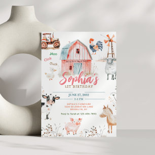 Invitation Animaux de Barnyard agricole Anniversaire de enfan