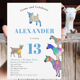 Invitation Animaux de chèvre 13e fête d'anniversaire
