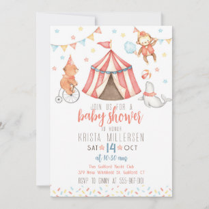 Invitation Animaux de cirque Hommes Baby showers neutres Invi