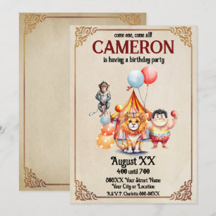 Invitation Animaux de cirque vintage mignons