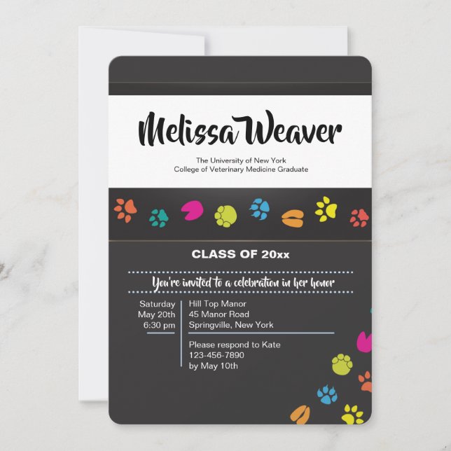 Invitation Animaux de compagnie Imprimés Vétérinaire Invitati (Devant)