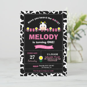 Invitation Animaux de ferme 1er anniversaire fête fille Barny