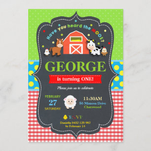 Invitation Animaux de ferme 1er anniversaire Fête Garçon Barn