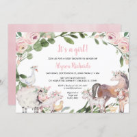 Animaux de ferme aquarelle florale fille baby show