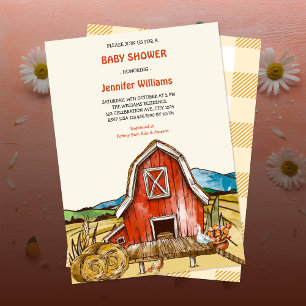 Invitation Animaux de ferme Baby shower Barnyard