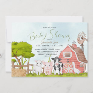 Invitation Animaux de ferme Baby shower Barnyard