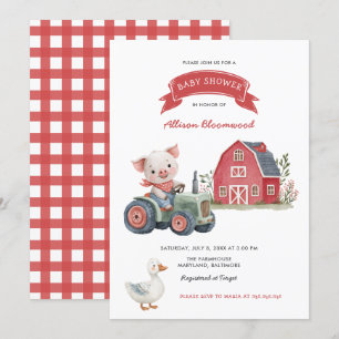 Invitation Animaux de ferme Baby shower Barnyard