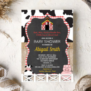 Invitation Animaux de ferme baby shower invité garçon
