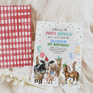 Invitation Animaux de ferme Ballons Barnyard Garçons fête d'a