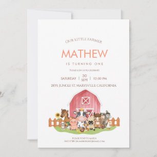 Invitation Animaux de ferme Barnyard 1er 2e anniversaire Invi
