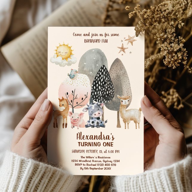 Invitation Animaux de ferme Barnyard 1er anniversaire (Créateur téléchargé)