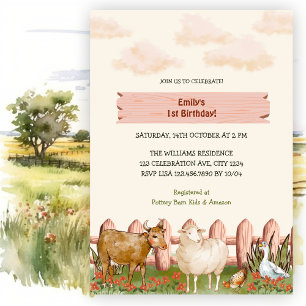 Invitation Animaux de ferme Barnyard 1er fête d'anniversaire