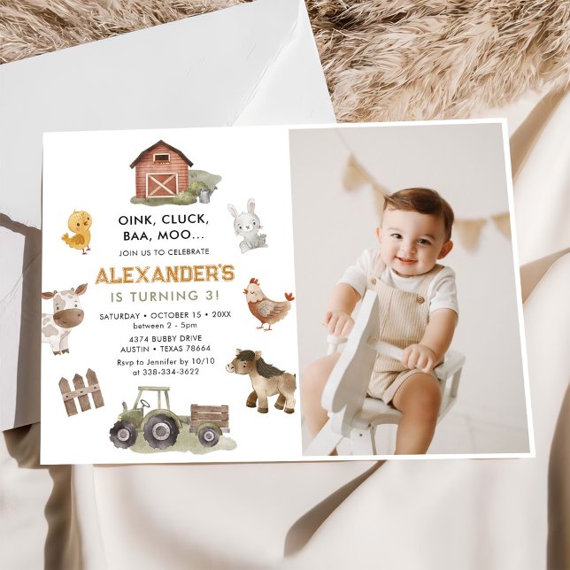 Invitation Animaux de ferme Barnyard 3e anniversaire Photo (Créateur téléchargé)