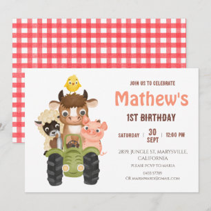 Invitation Animaux de ferme Barnyard Anniversaire
