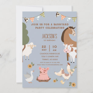 Invitation Animaux de ferme Barnyard Anniversaire