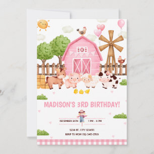 Invitation Animaux de ferme Barnyard Anniversaire Fête Invita
