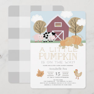 Invitation Animaux de ferme Barnyard Baby shower Citrouille