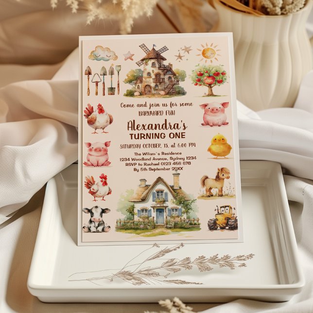 Invitation Animaux de ferme Barnyard Bash Ranch fête d'annive (Créateur téléchargé)