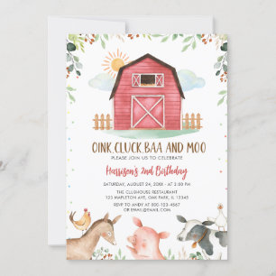 Invitation Animaux de ferme Barnyard Boy Anniversaire