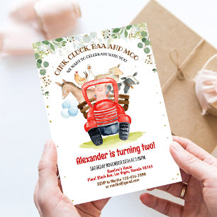 Invitation Animaux de ferme Barnyard Boy Barn Party Ferme Ann