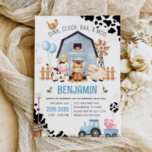 Invitation Animaux de ferme Barnyard FARM ANNIVERSAIRE Invita
