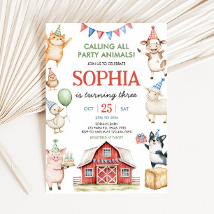 Invitation Animaux de ferme Barnyard fête d'anniversaire