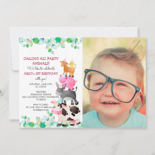 Invitation Animaux de ferme Barnyard Photo Anniversaire