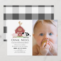 Animaux de ferme Barnyard White Photo 1er Annivers