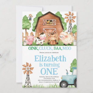 Invitation Animaux de ferme Blue Boy Barnyard Fête d'annivers