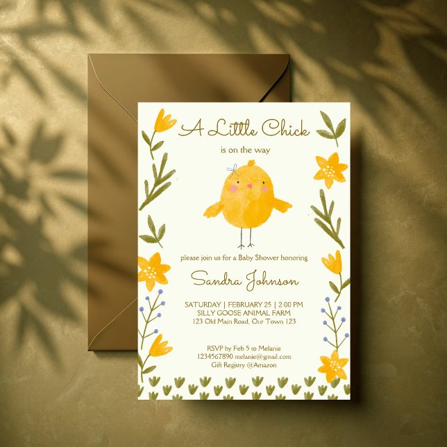 Invitation Animaux de ferme de poulets fête bébé fantaisiste (Chicken farm animals whimsical spring baby shower invitation template instant download)