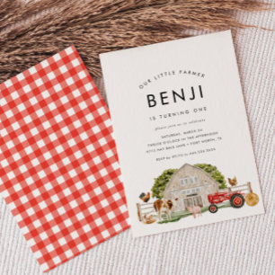 Invitation Animaux de ferme Enfants Agriculteur 1er anniversa