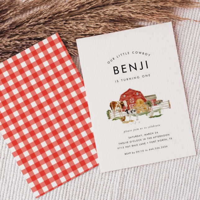 Invitation Animaux de ferme Enfants Cowboy 1er anniversaire f (Créateur téléchargé)