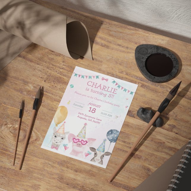 Invitation Animaux de ferme fête Anniversaire Whimsy Invitati (Créateur téléchargé)