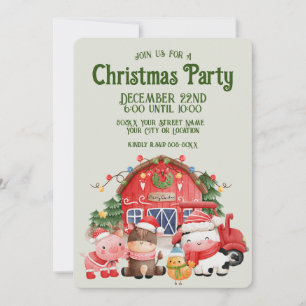 Invitation Animaux de ferme mignons de Noël sur sauge