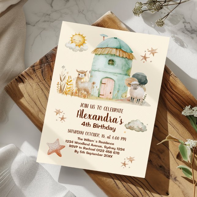 Invitation Animaux de ferme mignons fête d'anniversaire Barny (Créateur téléchargé)