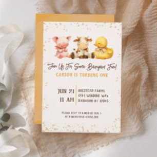 Invitation Animaux de ferme rustiques Barnyard premier annive