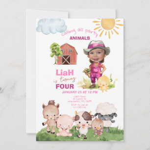 Invitation Animaux de ferme Tout âge Anniversaire Photo Invit
