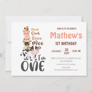 Invitation Animaux de ferme Vache sainte Premier anniversaire