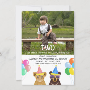 Invitation Animaux de fête 2e anniversaire