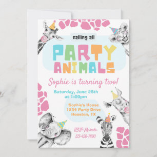 Invitation Animaux de fête Animaux de fête Anniv