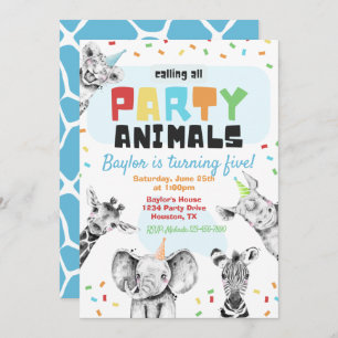 Invitation Animaux de fête Animaux de fête Anniv