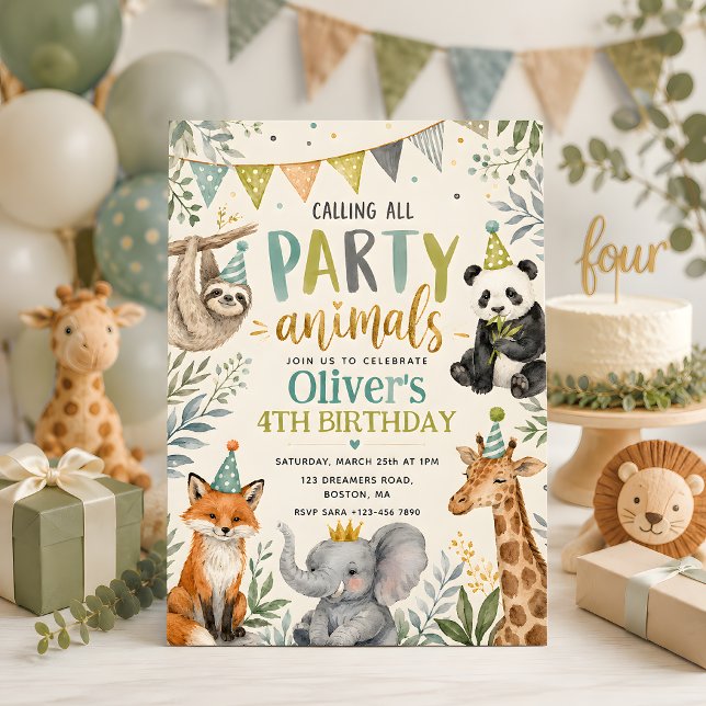 Invitation Animaux de Fête Anniversaire Enfants (Créateur téléchargé)