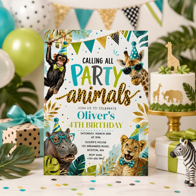 Invitation Animaux de Fête Anniversaire Enfants (Créateur téléchargé)