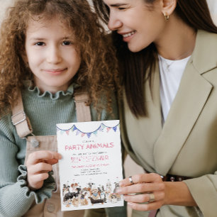 Invitation Animaux de fête Chien chiot Anniversaire Fête Invi