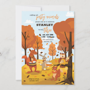 Invitation Animaux de fête d'automne