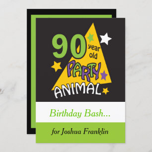 Invitation Animaux de fête de 90 ans   90e anniversaire